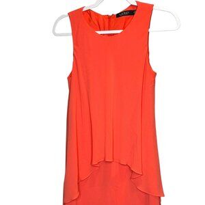 Lauren Ralph Lauren Sleeveless Asymmetrical Hi-Low Hem Coral Orange Dress, Sz 6